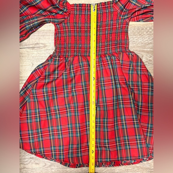 Audrey Parks Francesca's Holiday Red Plaid Mini Dress With Pockets Size Small - Picture 3 of 3